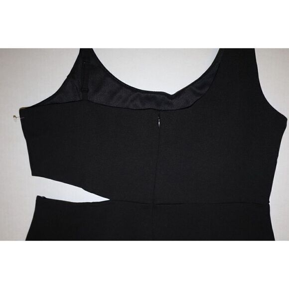 Socialite Women's Sz XL Black Asymmetric Cut Out Ponte Bodycon Mini Dress - Picture 4 of 9